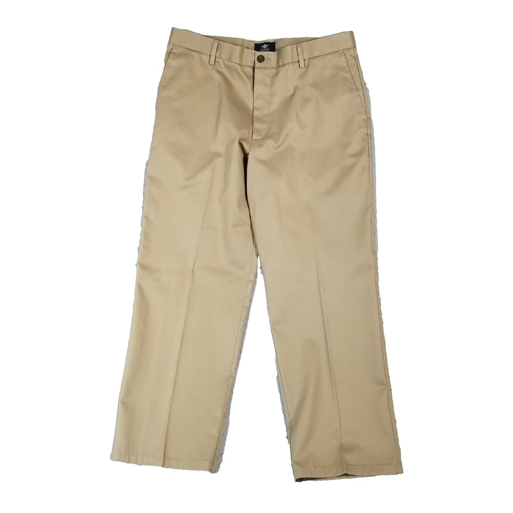 Dockers Chino Pants Men 36x30 Beige Classic Fit Pleated Cotton Twill Retro
